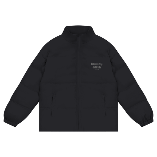 "HEALING FAITH" Zipper Puffer Coat